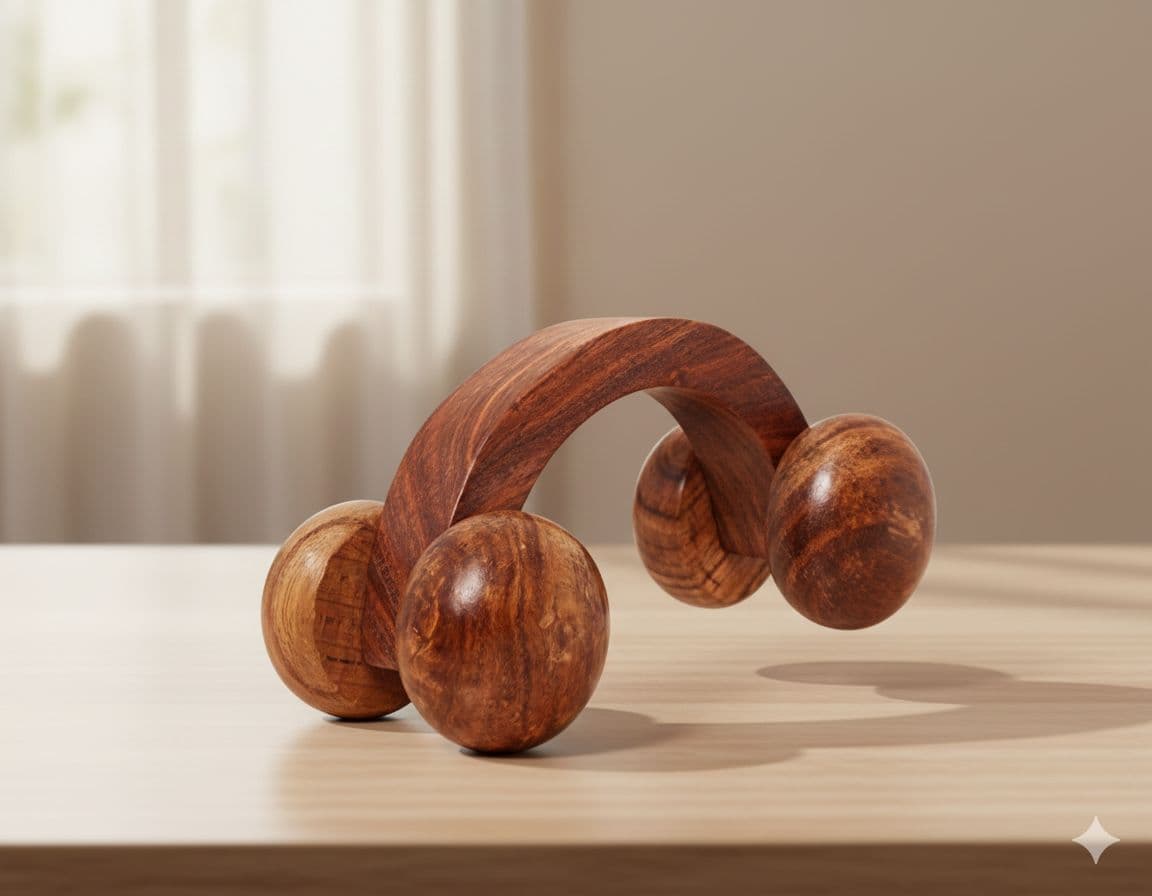 Wooden Body Massager (4 Wheel) for Pregnancy | Natural Muscle Pain Relief & Relaxation